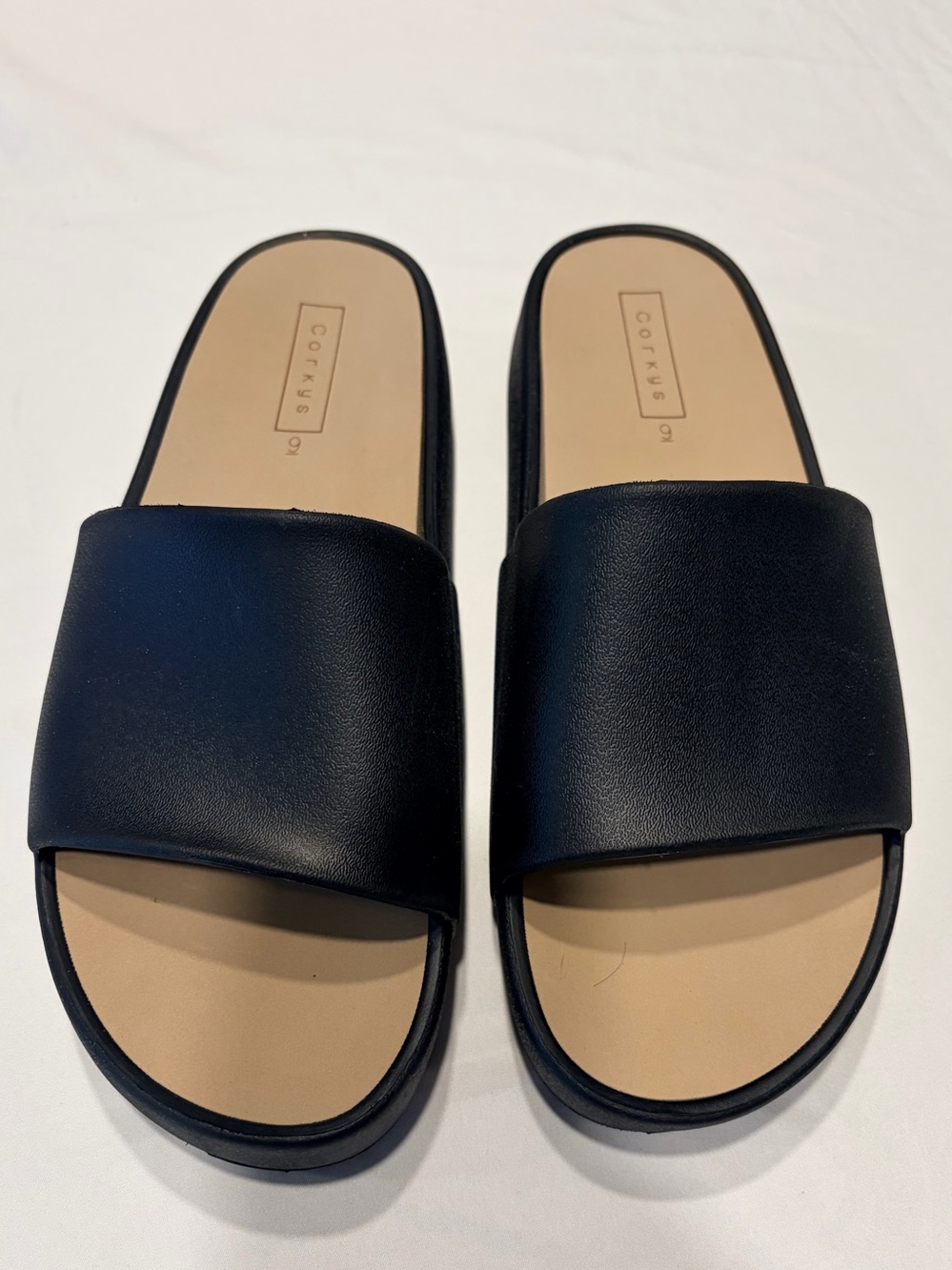 Corkys Black Slide Sandals